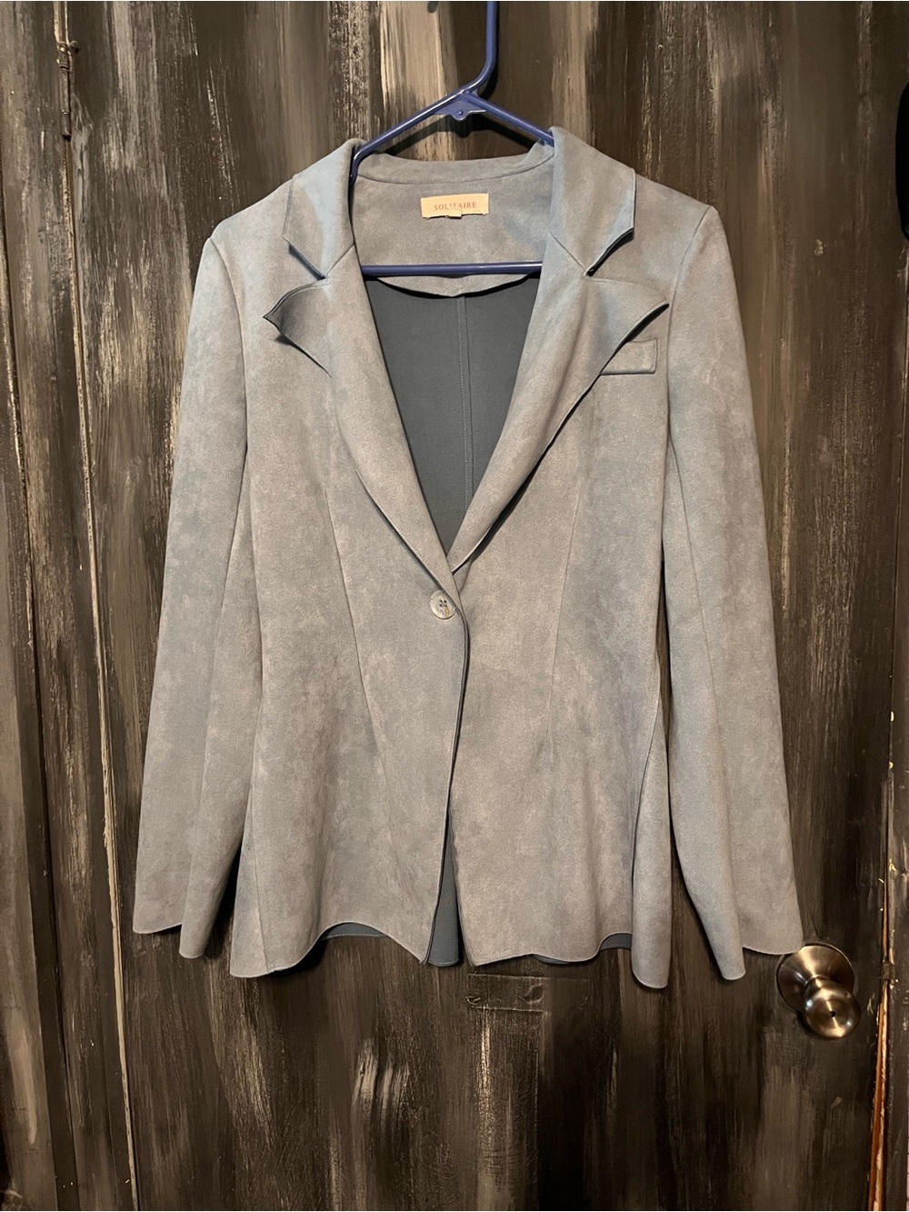 Solitaire Suede-Like Blue Blazer Jacket for Women size small